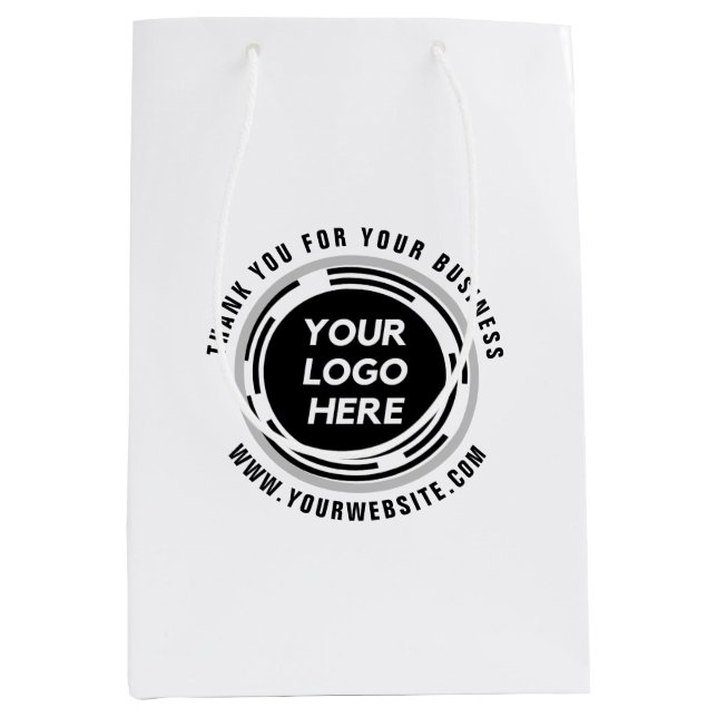 Sac Cadeau Moyen Merci d'entreprise - Logo personnalisé - Round (Devant)