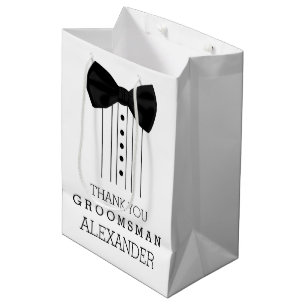 Sac Cadeau Moyen Merci Groomsman Black Bow Cravate Tuxedo Chemise