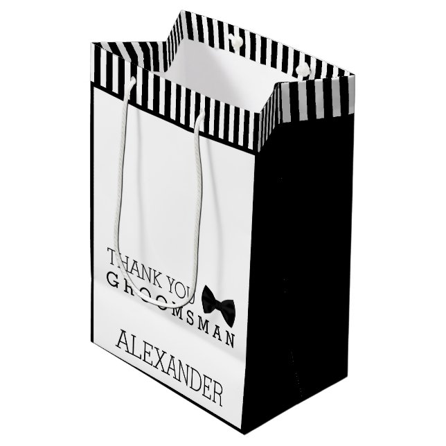 Sac Cadeau Moyen Merci personnalisé pour être mon Groomsman (Devant Angle)