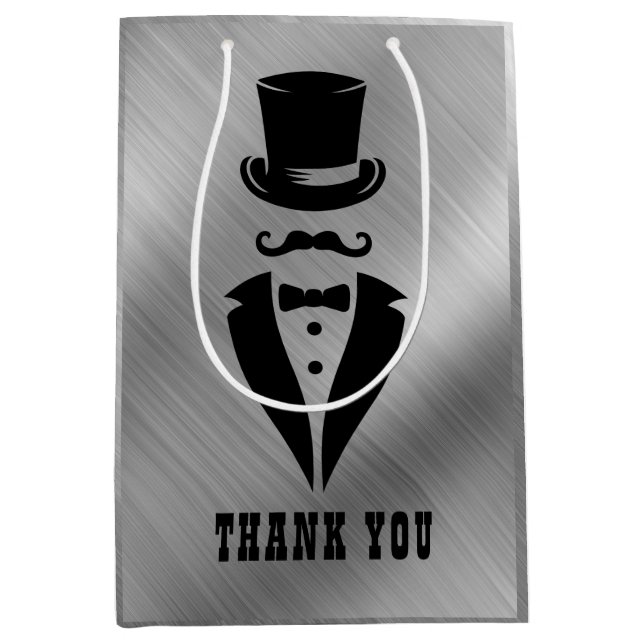 Sac Cadeau Moyen Merci Tuxedo Silver (Devant)