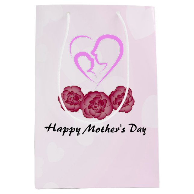 Sac Cadeau Moyen Mère et bébé Carnation enfant Fête des mères (Devant)