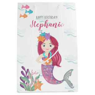 Sac Cadeau Moyen Mermaid Glam fête d'anniversaire