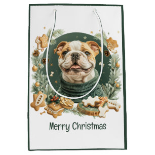 Sac Cadeau Moyen Merry Christmas English Bulldog