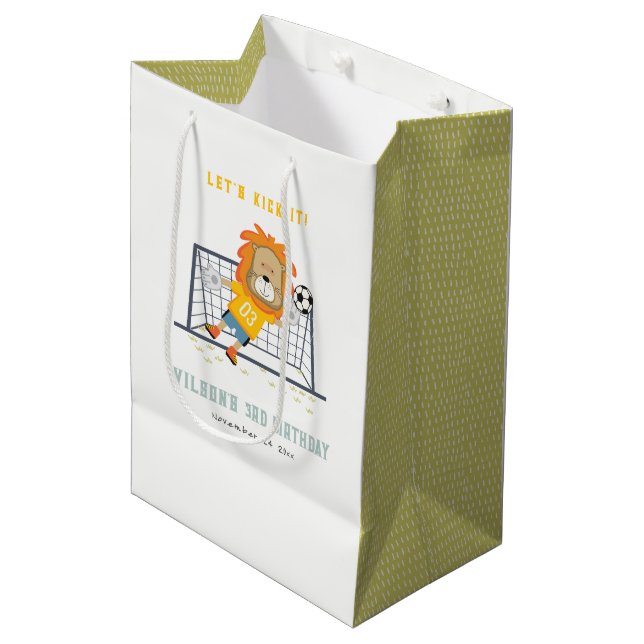 Sac Cadeau Moyen Mettons-nous Lion Goalkeeper Soccer Anniversaire d (Devant Angle)