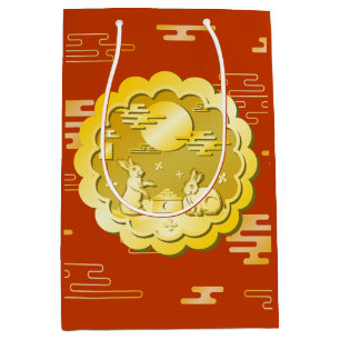 Sac Cadeau Moyen Mi-automne Festival Gold Mooncake Moon Rabbit