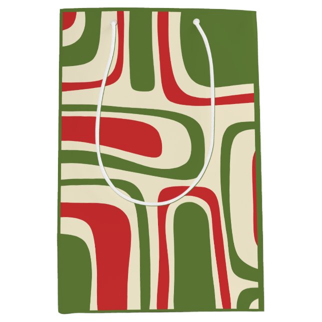 Sac Cadeau Moyen Mi-siècle Moderne Abstrait rétro Noël (Devant)