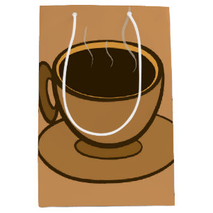 Sac Cadeau Moyen Mid Century Moderne Brown Cosy Coffee Cup