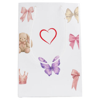 Sac Cadeau Moyen Mignons Nœuds Pastel Kawaii Lapin Papillon Cœur Co