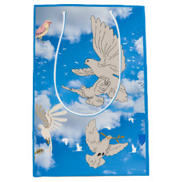 Sac Cadeau Moyen Mikitiez blanc oiseau bleu ciel été plage liberté