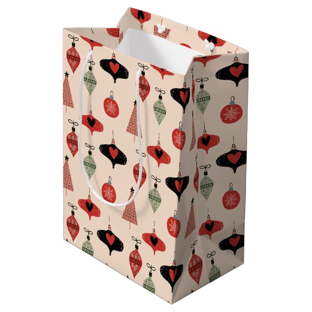 Sac Cadeau Moyen Milieu du siècle Noël moderne (Dos Angle)
