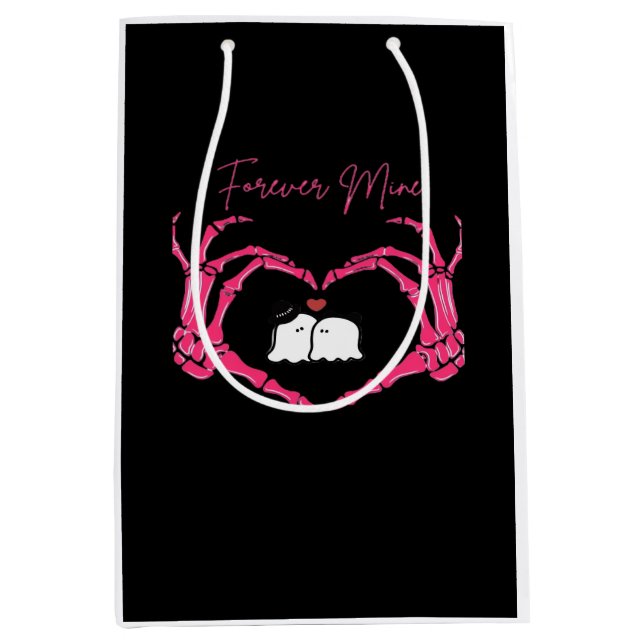 Sac Cadeau Moyen Mine, Valentines Classic - Squelette Mains Entendr (Devant)