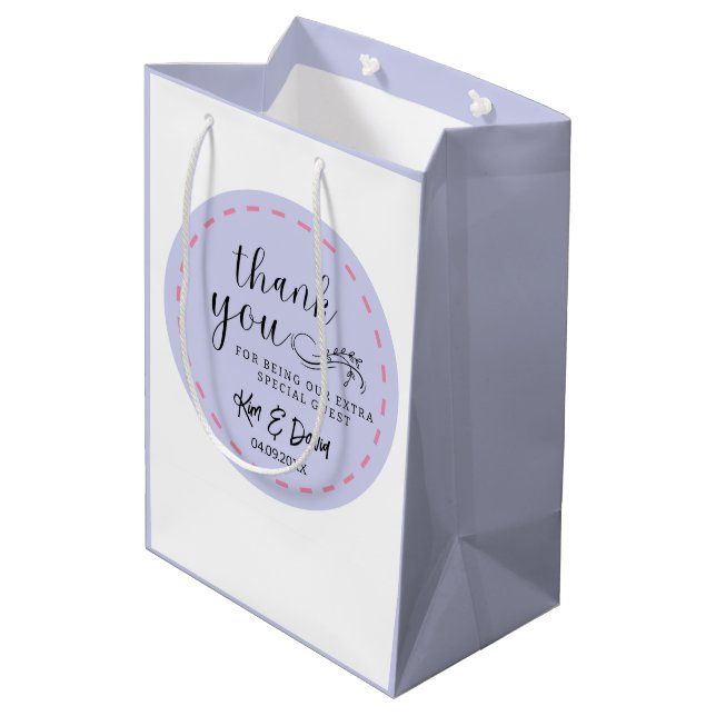Sac Cadeau Moyen Minimal et chic Dusty Merci bleu Ajouter un nom (Dos Angle)