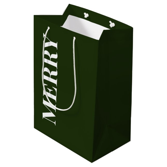Sac Cadeau Moyen Minimal MERRY | Forest Green Holiday (Dos Angle)