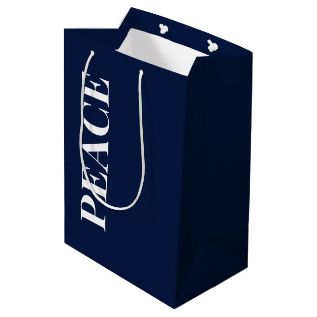 Sac Cadeau Moyen Minimal PEACE | Navy Blue Holiday (Dos Angle)