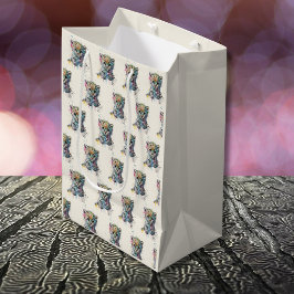 Sac Cadeau Moyen Minimalist Ivory Watercolor Leopard Pattern