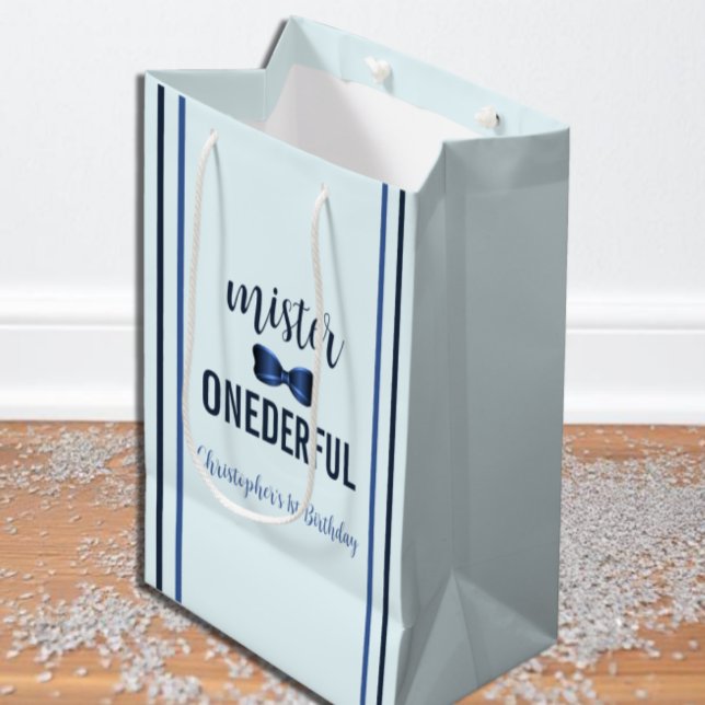 Sac Cadeau Moyen Mister Onederful Bow Cravate 1er anniversaire (Créateur téléchargé)