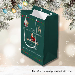 Sac Cadeau Moyen Mme Claus aime le Pilates Nom