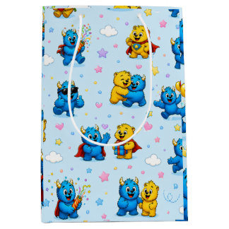 Sac Cadeau Moyen Modèle de célébration d'amis monstres heureux