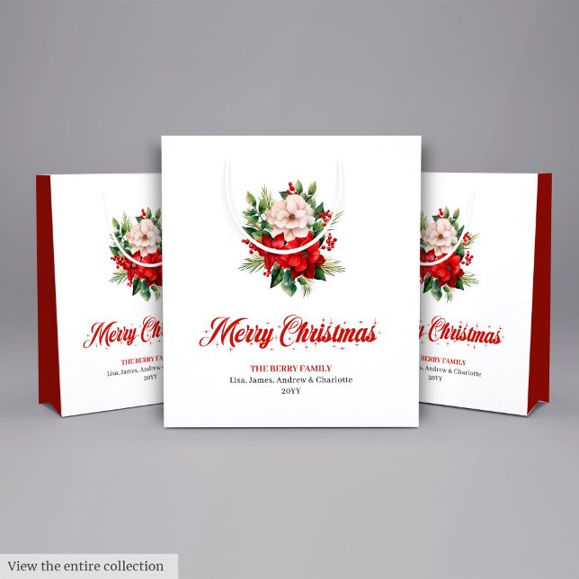 Sac Cadeau Moyen Modern Christmas Poinsettia Editable Gift Bags (Modern Christmas Poinsettia Editable Gift Bag

)