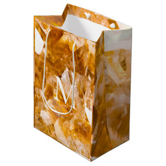 Sac Cadeau Moyen Modern Citrine Birthstone Monogram Personalized 