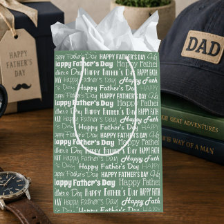 Sac Cadeau Moyen Modern Sage Green White Typography Father’s Day