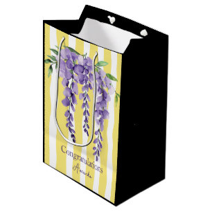 Sac Cadeau Moyen Moderne élégant contraste rayures florales