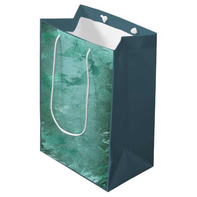 Sac Cadeau Moyen Molten Jade | Marbre de luxe Emerald Green (Devant Angle)