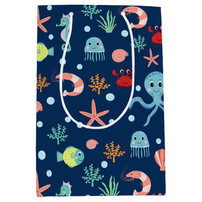 Sac Cadeau Moyen Monde marin (Devant)