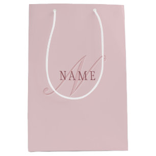 Sac Cadeau Moyen Monogramme d'aspect élégant Or rose
