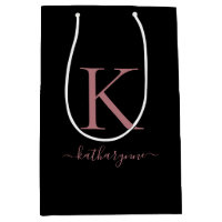 Monogramme d'or rose noire moderne Chich
