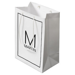 Sac Cadeau Moyen Monogramme et nom personnalisé moderne Medium Cade
