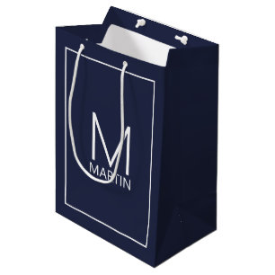 Sac Cadeau Moyen Monogramme et nom personnalisé moderne Medium Cade