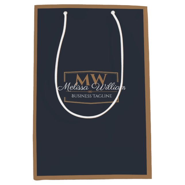 Sac Cadeau Moyen Monogramme noir (Devant)