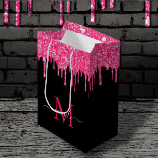 Sac Cadeau Moyen Monogramme Parties scintillant de séchage métalliq