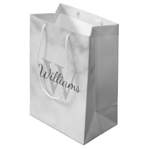 Sac Cadeau Moyen Monogramme personnalisé et apparence de marbre de