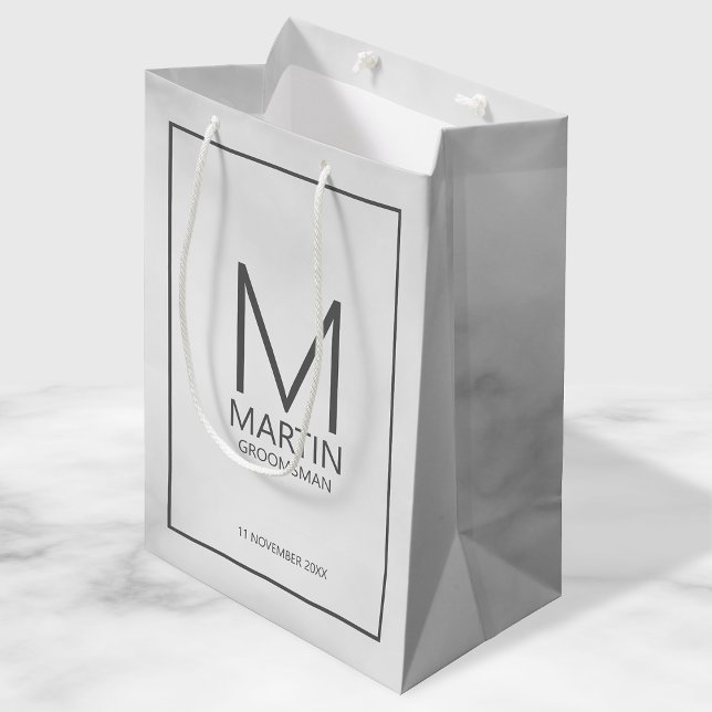 Sac Cadeau Moyen Monogramme personnalisé moderne et Groomsmen de no (Créateur téléchargé)