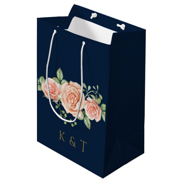 Sac Cadeau Moyen Monogramme personnalisé rose pâle Moyenne Gif (Devant Angle)