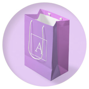 Sac Cadeau Moyen Monogramme simple Ombre subtil rose/violet