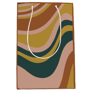 Sac Cadeau Moyen Motif Abstrait Moderne Tendance Tons Terre Boho