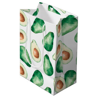 Sac Cadeau Moyen Motif Aquarelle Avocado