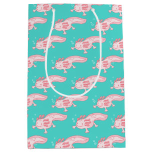 Sac Cadeau Moyen Motif Axolotl rose