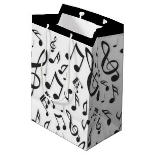 Sac Cadeau Moyen Motif Black Music Notes Conception d'impression