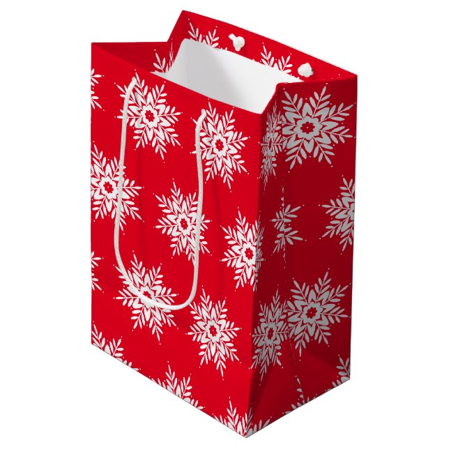 Sac Cadeau Moyen Motif blanc rouge (Devant Angle)