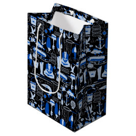 Sac Cadeau Moyen Motif bleu de pêche