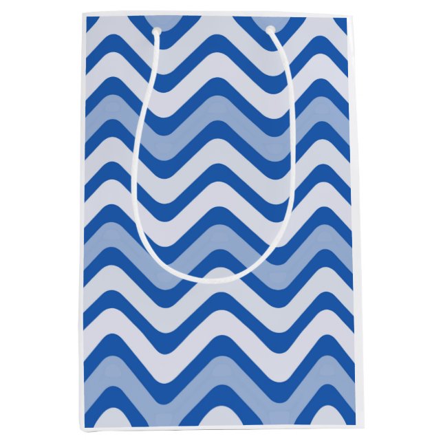 Sac Cadeau Moyen Motif bleu ondulé (Devant)
