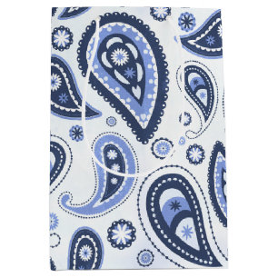 Sac Cadeau Moyen Motif Blue Paisley