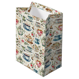 Sac Cadeau Moyen Motif carrelé à thé mignon