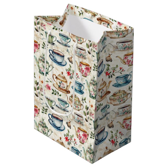 Sac Cadeau Moyen Motif carrelé à thé mignon (Devant Angle)