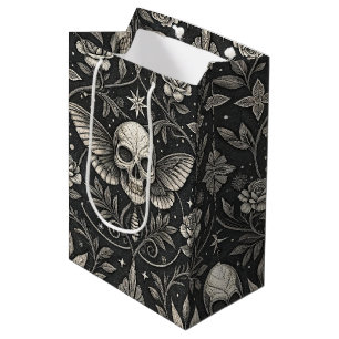 Sac Cadeau Moyen Motif céleste floral crâne gothique (1)