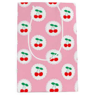 Sac Cadeau Moyen Motif Cerise – Cadeau & Décoration Rétro aux Fruit
